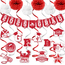 Red 2025 Grad Banner Grad Party Decorations 2025 Graduation Banner Graduation Decorations 2025 Class of 2025 Decorations Congrats