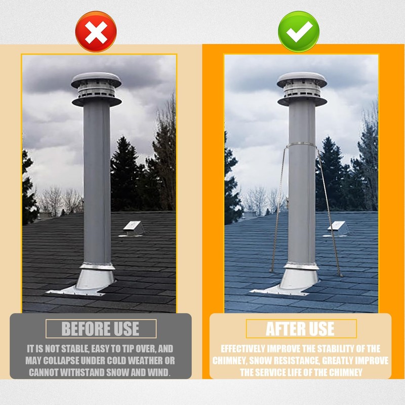 Extended Roof Chimney Support Bracket Compatible with Chimney Pipes 6"-15"