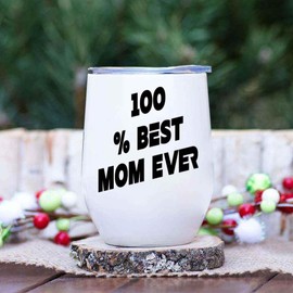 the Mom Ever Typewriter Gift, Ideal for the Upcoming Mother's Day - on 12 Oz White Stainless Steel Wine Tumbler