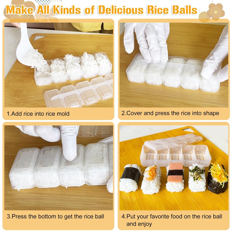 TAORISH Onigiri Mold, 8 Pcs Rice Mold Musubi Maker Kit,