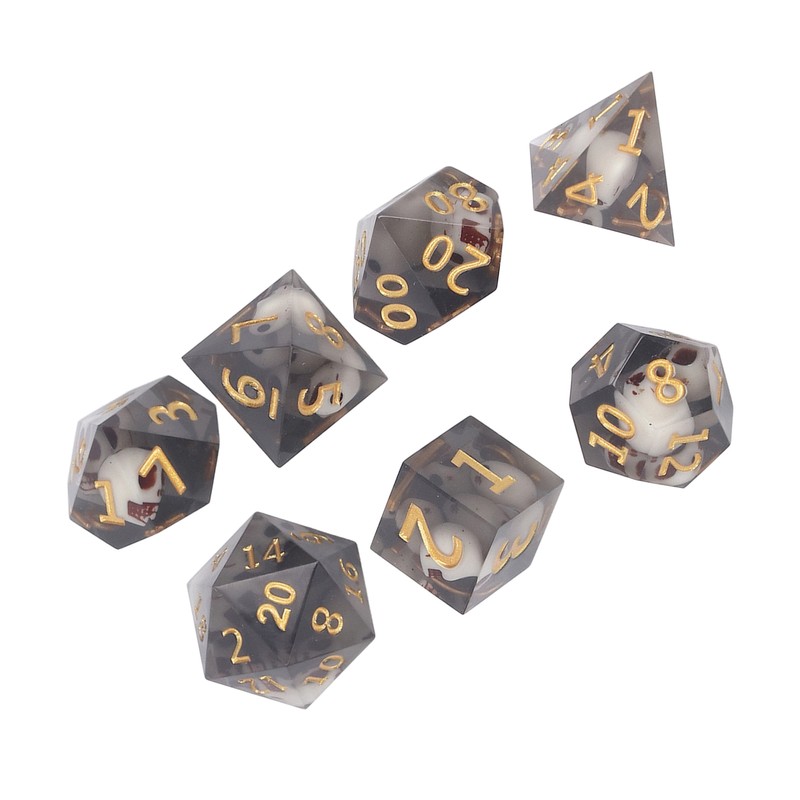 Polyhedral Dice Set Role Playing Epoxy Resin Transparent Skull Dice