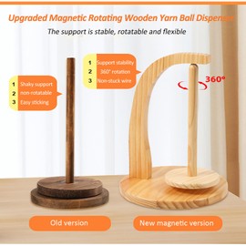 Yarn Holder for Crocheting and Knitting, Wooden Yarn Spinner with Magnetic Rotating Mechanism, Yarn Ball Dispenser Stand as Surprise Gift for Knitting Lovers(Original Bamboo Color)