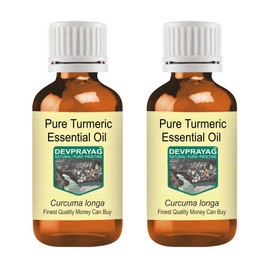 Devprayag Pure Turmeric Essential Oil (Curcuma longa) Natural Therapeutic Grade Steam Distilled (Pack of Two) 100ml X 2 (6.76 oz)