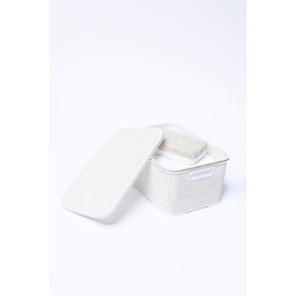 BranQ - Home essential 5901098045704 Rattan Basket Set of 3 Size S 7L Plastic PP Cream 28.5 x 19.5 x 12.9 cm (L x W x H)