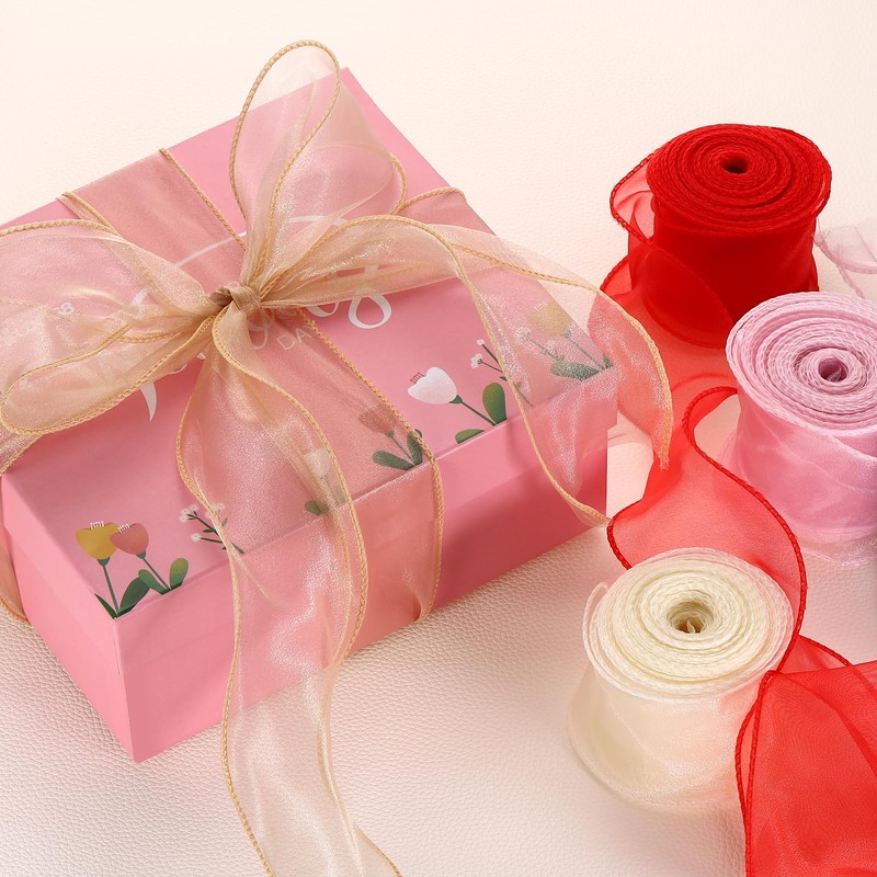 PATIKIL 60mm Wide Wired Chiffon Ribbon, 9.1m Sheer Wired Organza