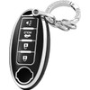 OFFCURVE for Nissan Key Fob Cover with Keychain Car Key Fob Case Shell Fit for Nissan Altima Maxima Rogue Armada Pathfinder Smart Key Car Accessories Protector, Black
