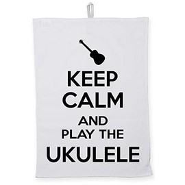 Hippowarehouse Keep Calm and Play the Ukulele Tea Towel Eco Printed Dish Cloth Kitchen accessory 50cmx70cm 100% Cotton