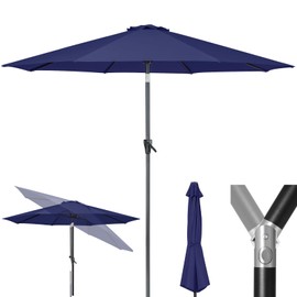 Tempera 10ft Patio Market Outdoor Table Umbrella with Push Button Tilt and Crank,Large Sun Umbrella with Sturdy Pole&Fade Resistant Canopy,Easy to Set,Navy