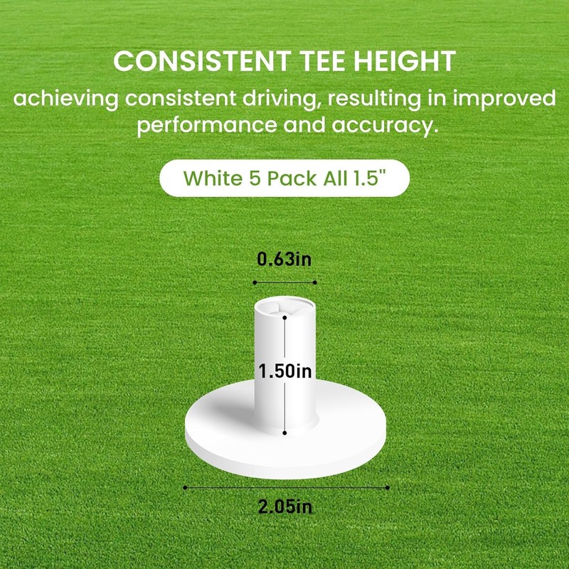 Rubber Golf Tees 1.5" and 2" Height Options with Cross