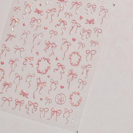 Pink Bow Nail Art Stickers Decals Seashell Light Bow Tie Nail Stickers Cute Bow-Knot Nail Adhesive Stickers Kawaii Bow Decals Nail Art Supplies for Women Valentines DIY Manicure Nail Art Decorations