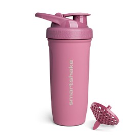 SmartShake Reforce Rosa Botella Mezcladora de Acero Inoxidable 900 ml, Libre de BPA