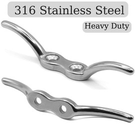 RMIURCO Boat Cleat, Rope Cleat 316 Stainless Steel, 4" Dock Cleat Heavy Duty for Boats, with Mounting Screws(2 Pack)