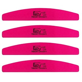 4 Neon Pink Nail File 100/100 Grit Manicure Pedicure Salon emery board Dual sided