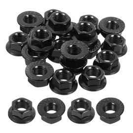 TOP-VIGOR M10x1.25mm Serrated Flange Hex Lock Nuts, 20Pcs 304 Stainless Steel Full Thread Lock Nuts, Black Anti-Loosening Hex Nut for Automotive, Machinery
