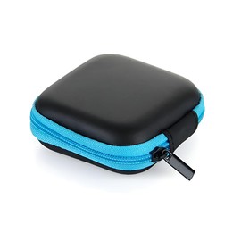 AIMALL Portable Hard Shell Bag Headphone Storage Bag Headphone Box Mini Storage Portable Bag, Waterproof PU Material, Mesh Pocket, Zipper Closure，2.95"x2.95"x1.18"