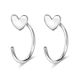 AoedeJ Small Sterling Silver Half Hoop Earrings Open Hoop Sleepers Tiny Huggie Hoop Earrings Cartilage Earrings for Women, Sterling Silver, No Gemstone