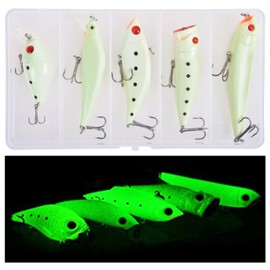 OROOTL Light Wobbler Bait Box Fishing Lure Set Jerkbait with Treble Hooks Night Fishing Bait Swimbait for Zander Fishing