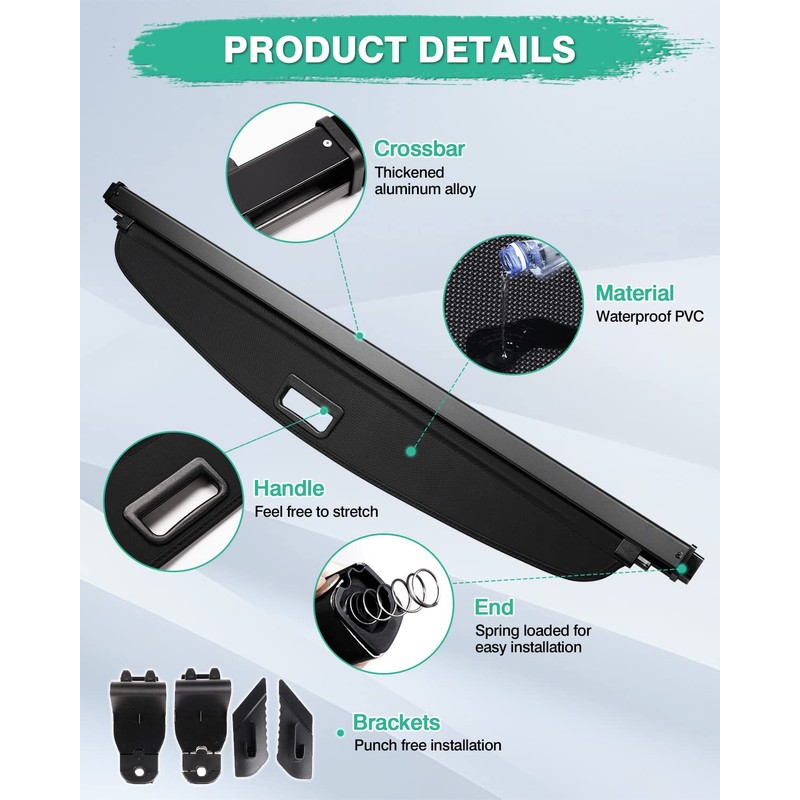 Powerty Compatible with Cargo Cover Ford Escape 2020 2021 2022