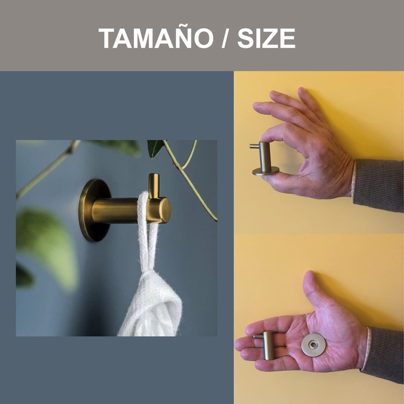 Kon-fort Home Towel Hooks Golden Bathroom Set of 2 Stainless