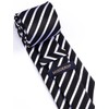 HISDERN Mens Tie Black White Stripe Ties with Pocket Square