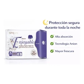 Toalla Femenina Nocturna Anión Super Absorbente Con Alas 8pz