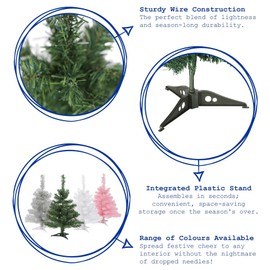 Harbour Housewares 2ft Christmas Trees - 58cm / 2ft - Pink - Pack of 2 - Indoor Desktop Small Xmas Tree Pine Artificial Christmas Tree with Stand Mini Tabletop Holiday Seasonal Decoration