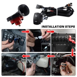 RZR Horn Kit UTV Horn with Button Rocker Switch LED 12V for Polaris RZR XP 1000, Honda Pioneer Talon, Can Am Maverick X3, Yamaha Rhino, Arctic Cat Wildcat, Teryx 4