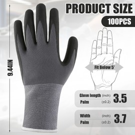 Cutecrop 100 Pairs Work Gloves Nitrile Coated for Men Warehouse Safety, L