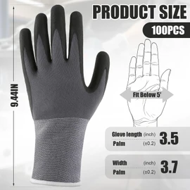 Cutecrop 100 Pairs Work Gloves Nitrile Coated for Men Warehouse Safety, L