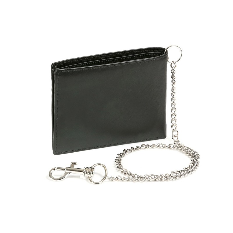 LEAS Slim/Thin Wallet with Chain, Genuine Leather, Black Chain-Series''