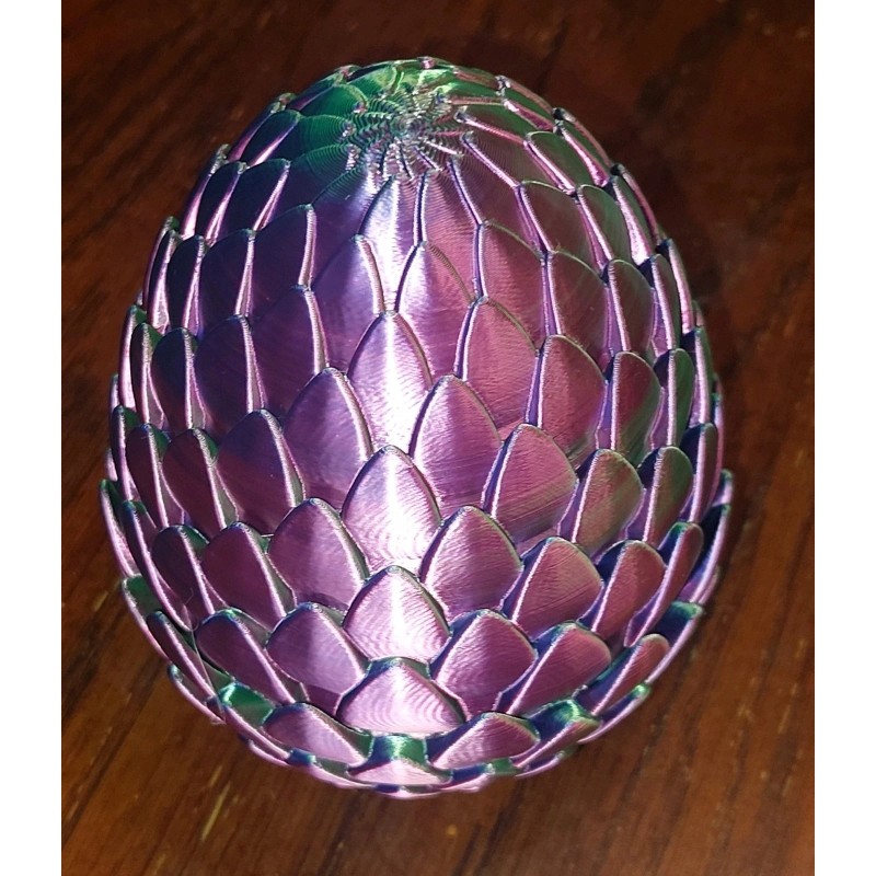 3D Printed Dragon Eggs with Dragon Inside, Articulated Crystal Dragon
