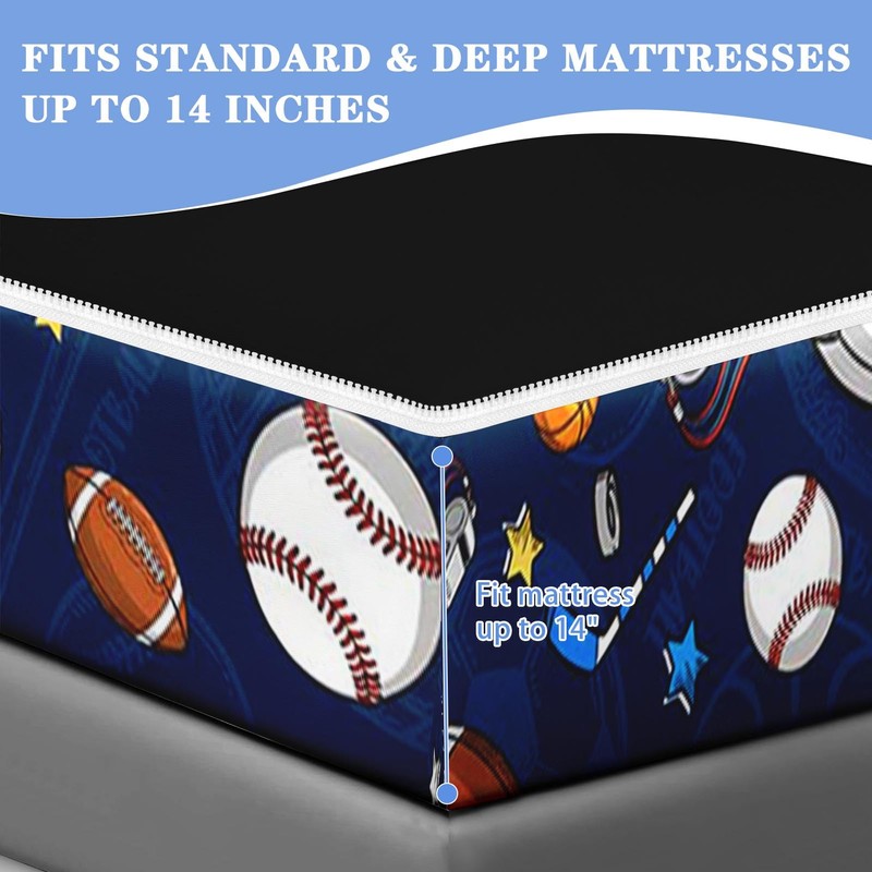 Nesker Football Twin Zipper Bedding for Boys, 3-Piece-All-in-one