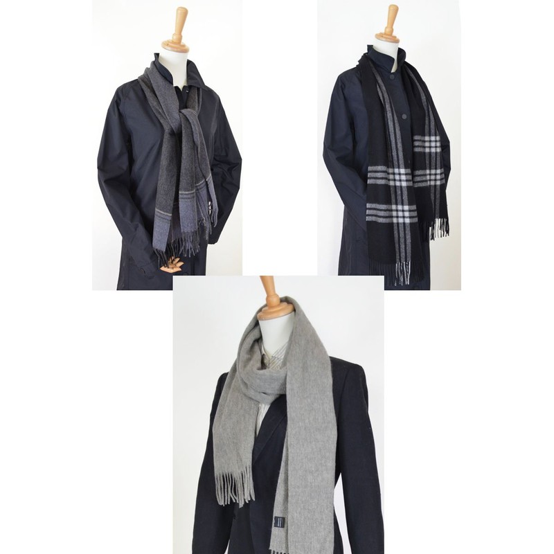 New Colors Luxury Cashmere Scarf, Solid Color, Plaid, Border, Women's,