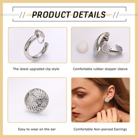 Morfetto 12 Pairs of Clip-On Hoop Earrings for Women Gold Clip On Earrings Twist Round Chunky Hoop Clip Earrings No Piercing Fake Earrings, Alloy Steel