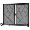 Fire Beauty Fireplace Screen with Hinged Doors Cast Iron Border