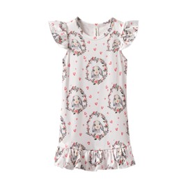 Mud Kingdom Little Girls Easter Dress Cartoon Bunny Ruffle Sleeve Gift for Easter Day Pink Rabbit Size 6 Love Printing