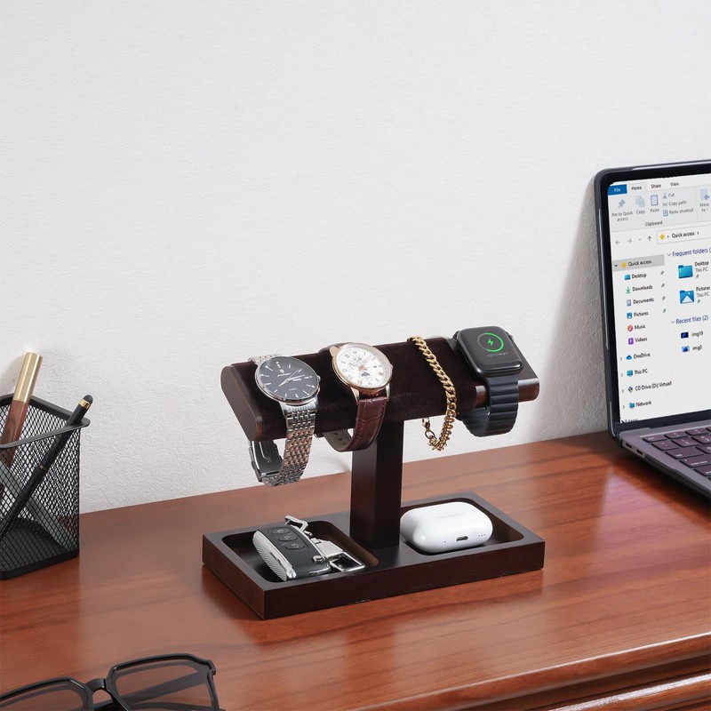 ProCase Watch Organizer Stand, Wood Watch Bracelet Display T-Bar, Watch
