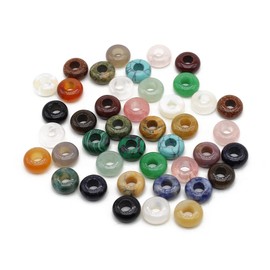 abalorio sueltas de piedra semipreciosa natural con agujero grande, forma de ábaco, ópalo, amatista, unakita, abalorio de cuarzo rosa, para hacer collares, pulseras, 6 x 12 mm