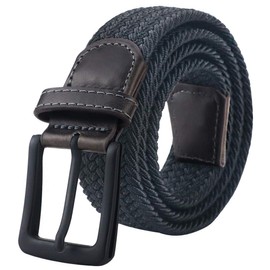 maikun Elastic Belt, Mens Belt, Braided Belt,Stretch Woven Belt,Black Belt Buckle Stretch Woven Belt Length 39"