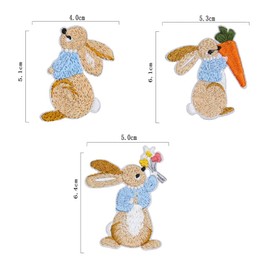 6 Pieces Sew On Applique Patches Rabbit Applique Patches Embroidered Bunny Badge for Clothes Jackets Hats Backpacks Jeans