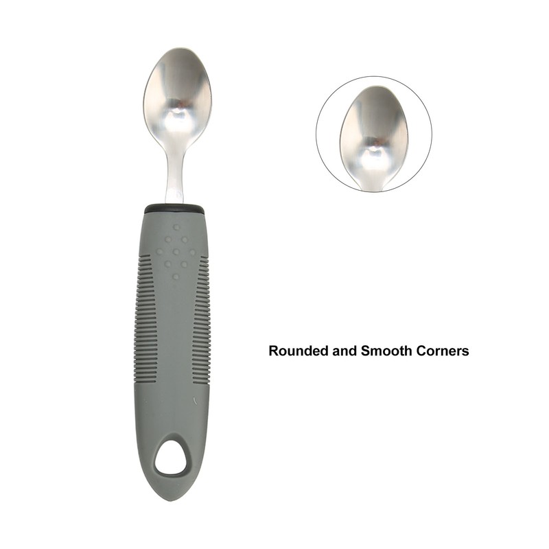 4pcs Adaptive Utensils Knife Fork Spoons Weighted Wide Handles Grey