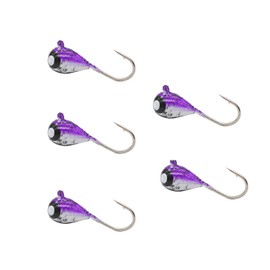 Tungsten Ice Fishing Jig Set Ice Fishing Lures, Max Sensitive Tungsten Tear Drop Ice Jig Head Hook for Panfish, Crappie, Walleye, Perch, Trout, Bluegill (Purple BLK Filament Glow, 4MM, 1/25 OZ)