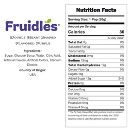 Fruidles Pink Double Heart Shaped Lollipops Flavored, Individually Wrapped 18 Gram Lollipop (Half-Pound)