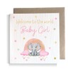 Second Ave Baby Girl Newborn Congratulations Rainbow Elephant Square Card