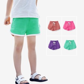 YAQUEKOU Pantaloncini corti da bambina e ragazzo, in cotone, pantaloncini corti per bambini, pantaloni corti, per adolescenti, ragazze, estivi, palestra, 2-15 anni, Lilla, 13-15 Jahre