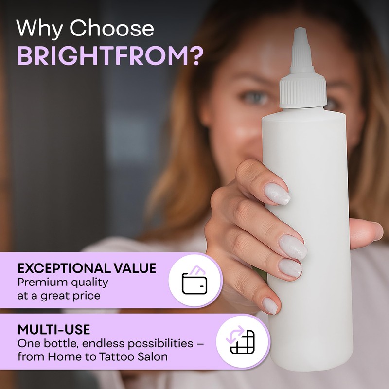 BRIGHTFROM Twist Top Applicator Bottles, Squeeze 8 OZ Empty Plastic