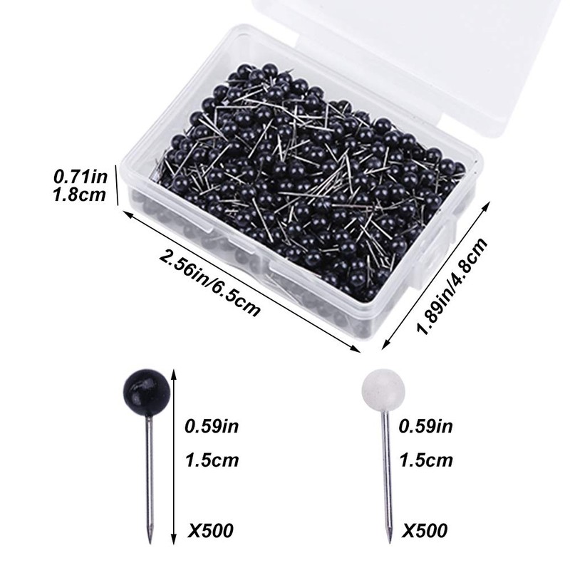 1000 Pieces Pins Set, 2 Colours Push Pins, Head Pins