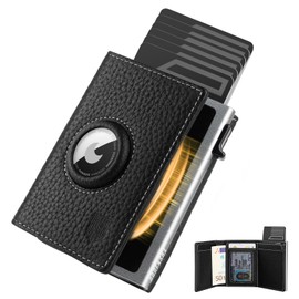 DODENSHA® MagSnap Pepple Airtag Wallet Men's I Card Case Men I Smart Wallet for 10+ Cards I Wallet with Coin Compartment I Wallet with AirTag Compartment I Men's Wallet with RFID Protection, black