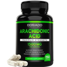 Arachidonic Acid Supplement 1500mg (150 Capsules) - Muscle and Strength Supplement for Muscle Mass & Recovery for Men & Women - Gluten Free & Non-GMO - 3rd Party Tested - (150 Capsules)