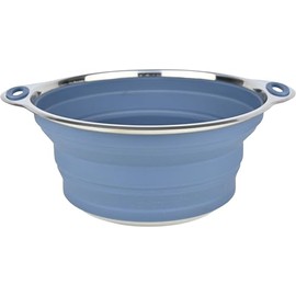 C.A.O. Klappbare Salatschüssel aus Silikon, 2,50 Liter, aus Silikon & Edelstahl, Farbe: Blau, Länge 28 cm, Breite 24 cm, Höhe 11,5 cm